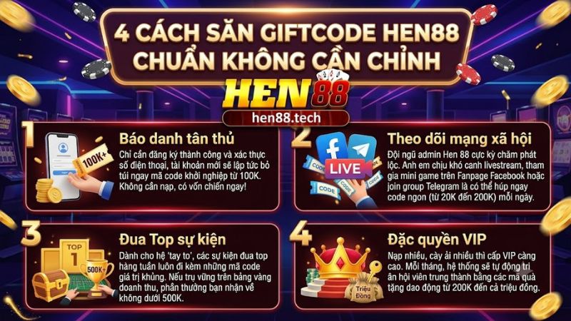 Hướng dẫn cách săn giftcode Hen88 mới nhất