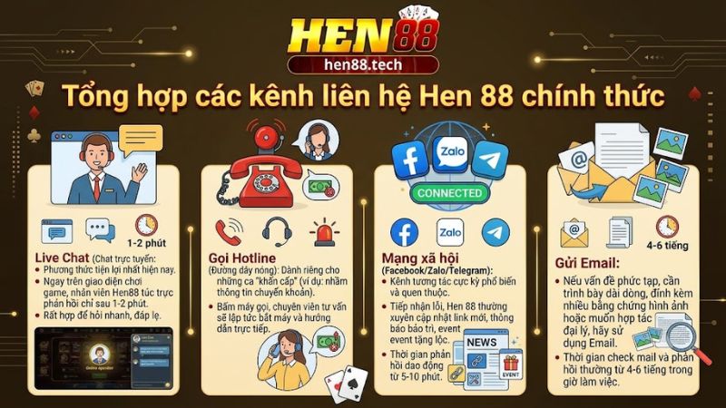 Các kênh liên hệ Hen 88 chính thức và an toàn nhất hiện nay
