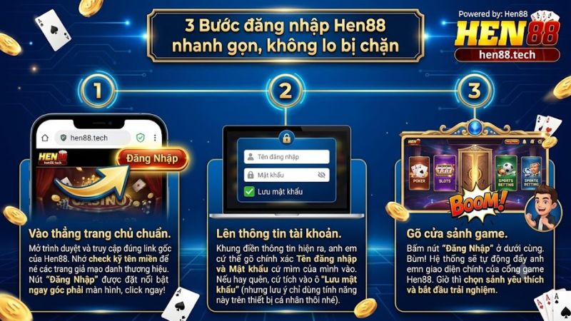 Hướng dẫn 3 bước điền thông tin đăng nhập Hen88 chính xác nhất