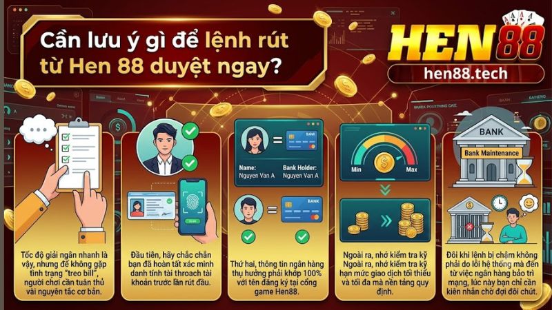 Những lưu ý quan trọng để tránh bị treo lệnh khi rút tiền tại Hen 88